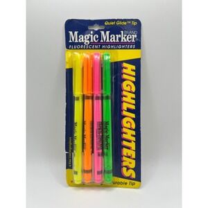 Vintage SEALED Binny + Smith Magic Marker Fluorescent Highlighters 4 PK Prop‎
